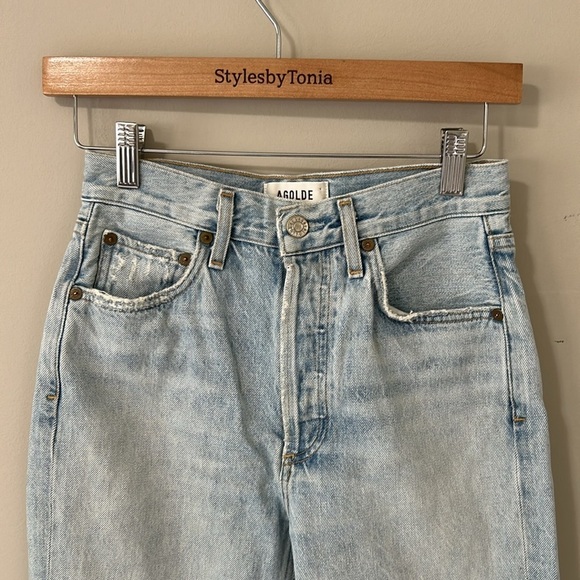 Agolde Riley High Rise Straight Crop in Blitz Button Fly Light Wash Sz 24 - Picture 5 of 16